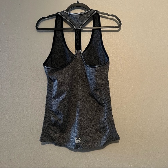 BEBE Heathered Gray / Black Tank Top, Sleeveles.  Size Women's Large  Racerback - Picture 2 of 5